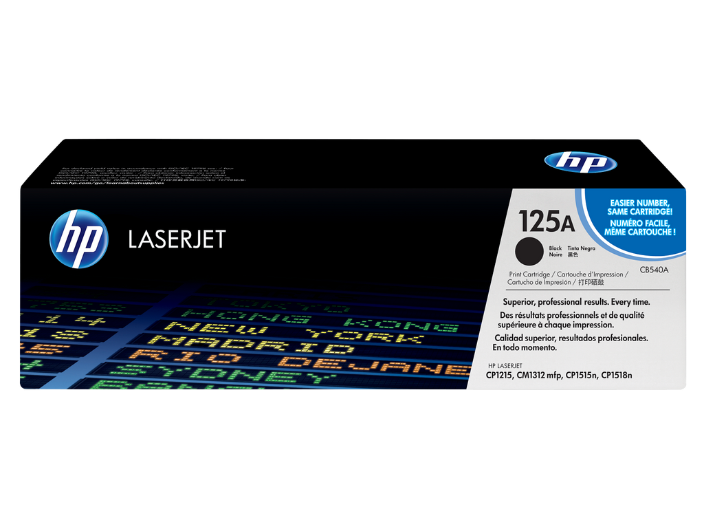 HP 125A Toner Cartridge (CB540A) — genuine HP original, factory sealed box