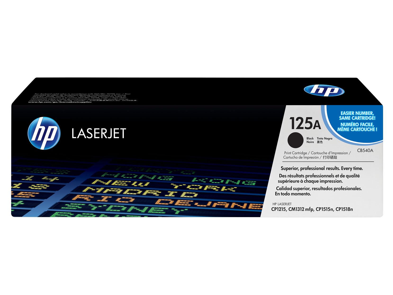 HP 125A Toner Cartridge (CB540A) — genuine HP original, factory sealed box