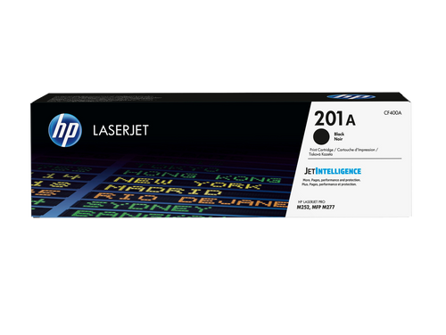 HP 201A Toner Cartridge (CF400A) — genuine HP original, factory sealed box