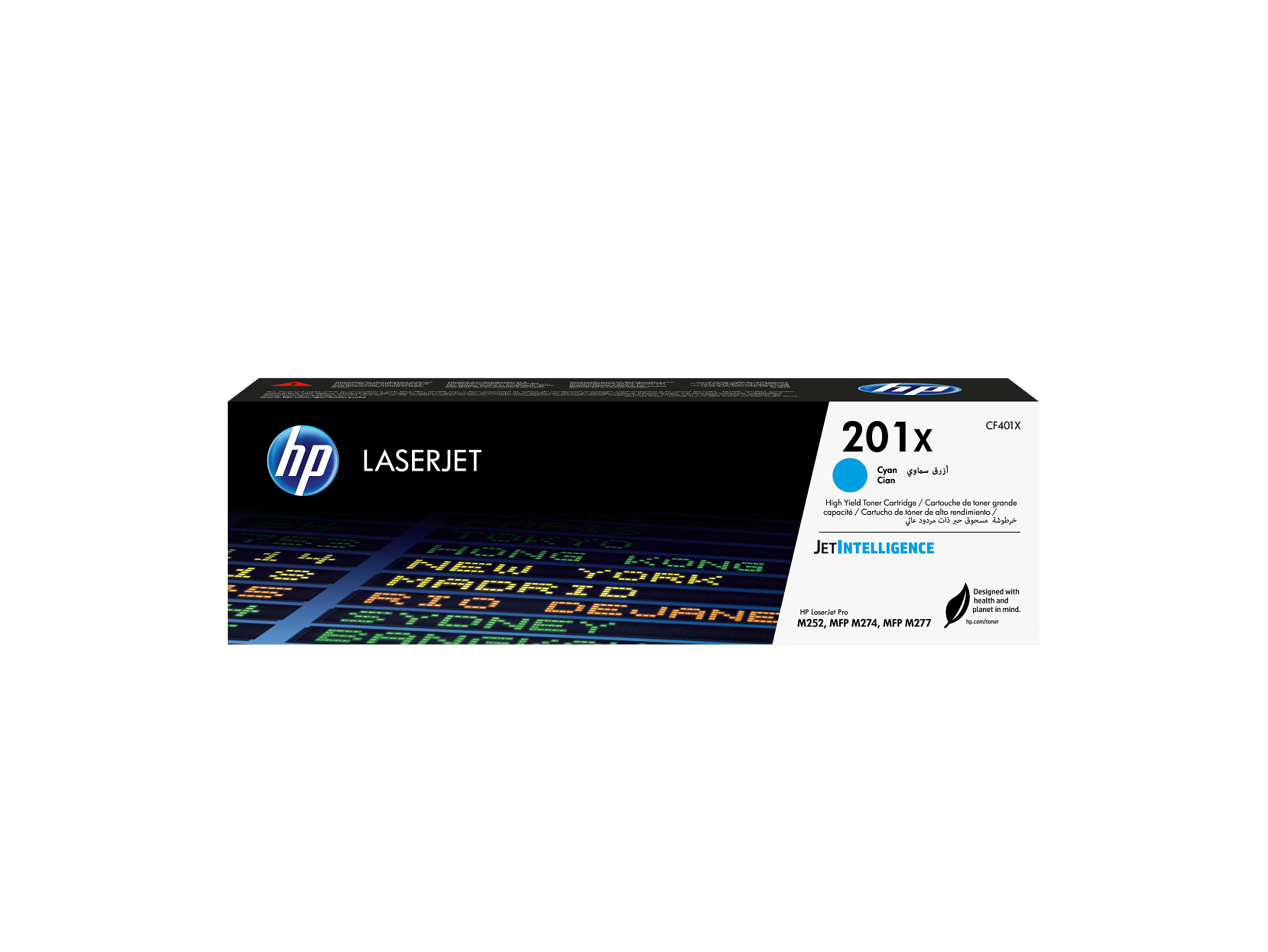 HP 201X Cyan Toner Cartridge (CF401X) — genuine HP original, factory sealed box