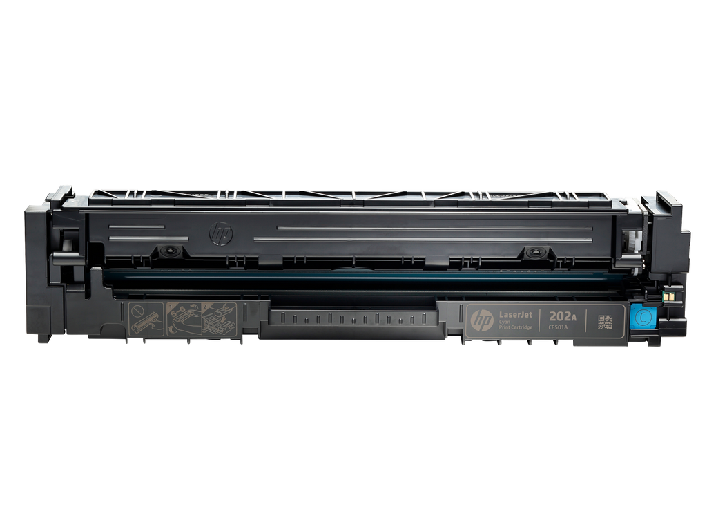HP 202A Cyan Toner Cartridge (CF501A) — genuine HP original, factory sealed box