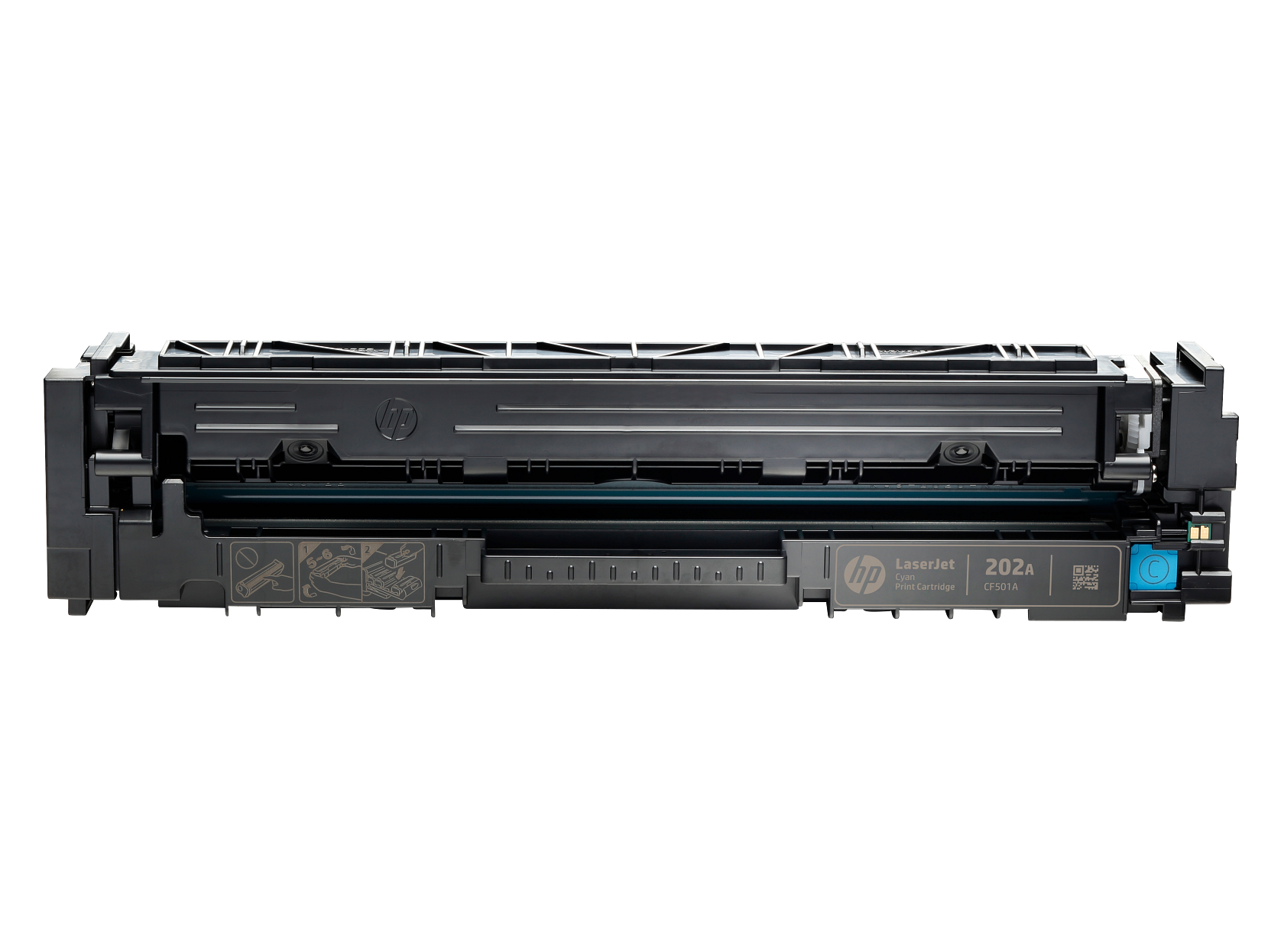 HP 202A Cyan Toner Cartridge (CF501A) — genuine HP original, factory sealed box