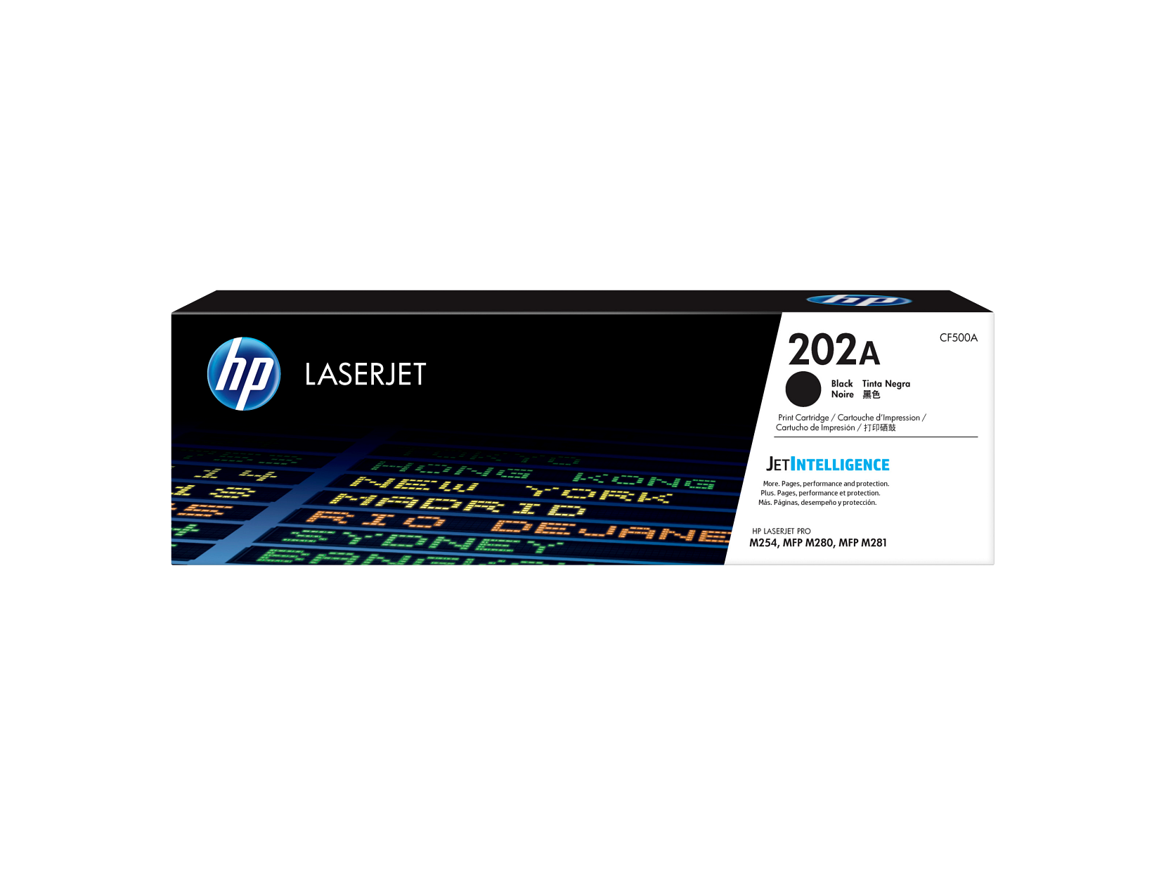 HP 202A Toner Cartridge (CF500A) — genuine HP original, factory sealed box