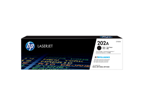 HP 202A Toner Cartridge (CF500A) — genuine HP original, factory sealed box