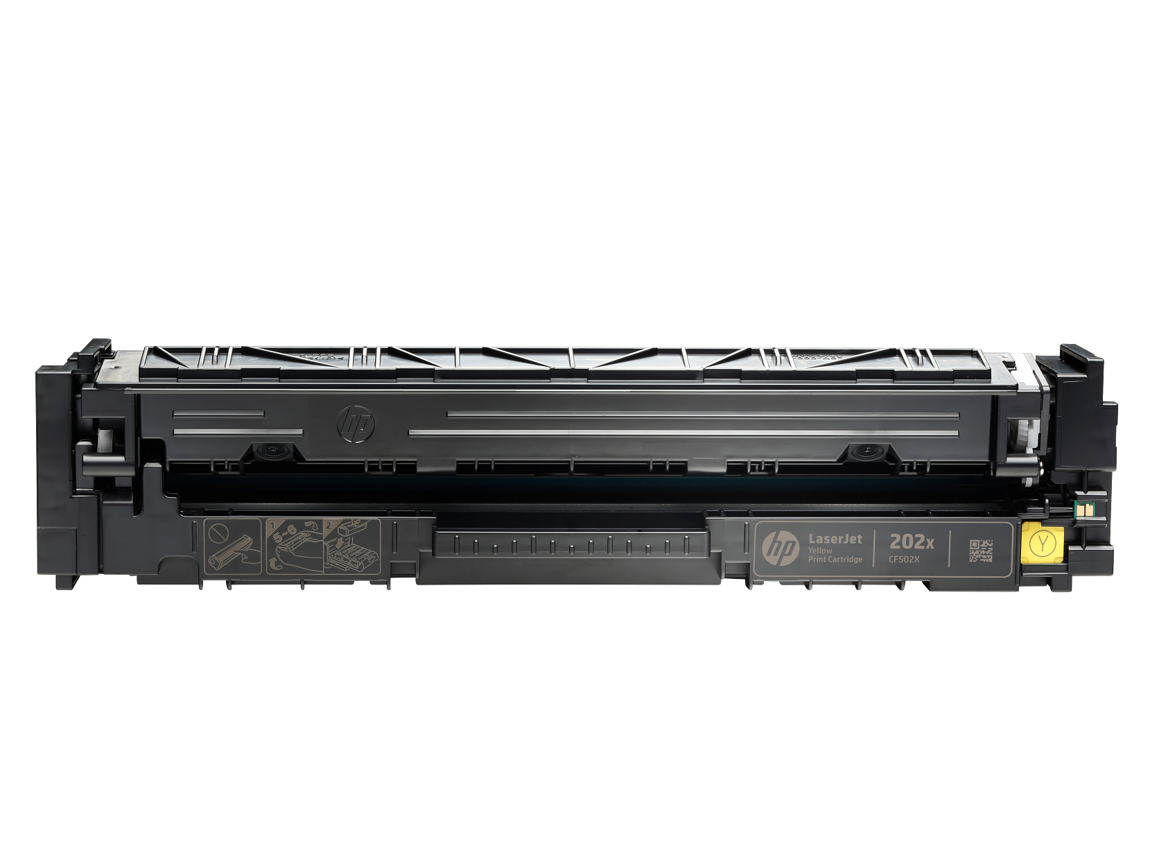 HP 202X Yellow Toner Cartridge (CF502X) — genuine HP original, factory sealed box