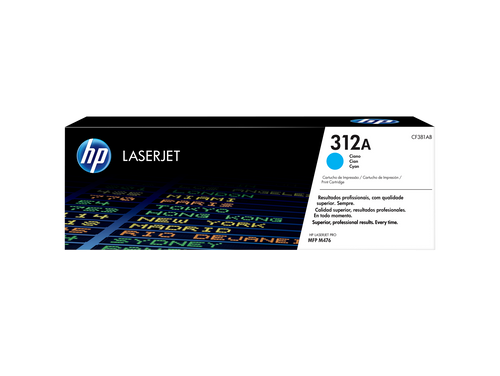 HP 312A Cyan Toner Cartridge (CF381A) — genuine HP original, factory sealed box