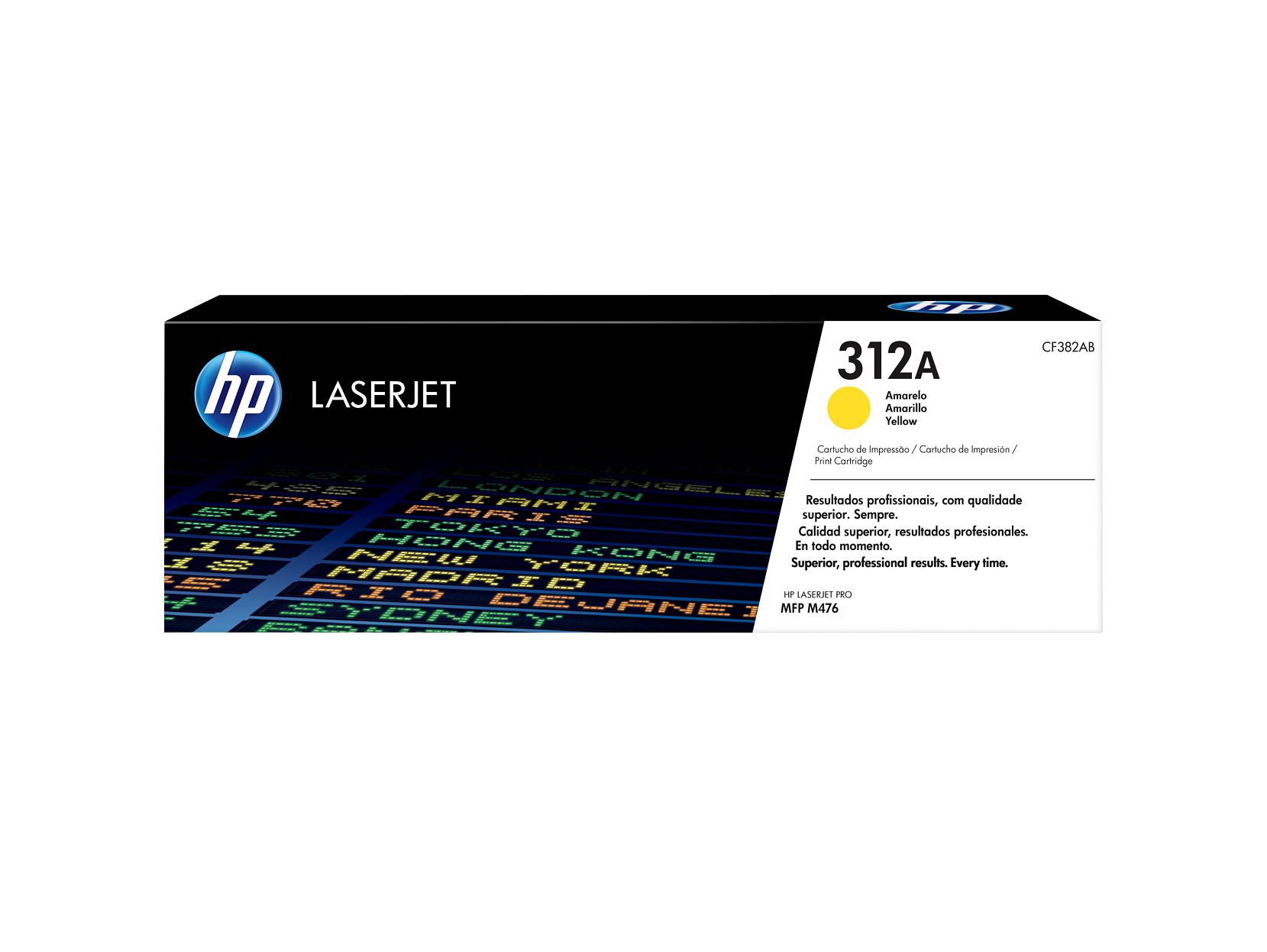 HP 312A Yellow Toner Cartridge (CF382A) — genuine HP original, factory sealed box
