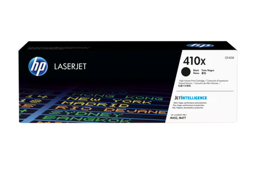 HP 410X Toner Cartridge (CF410X) — genuine HP original, factory sealed box