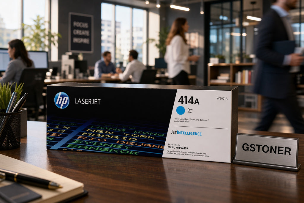 HP 414A Cyan Toner Cartridge — GS TONER studio photo