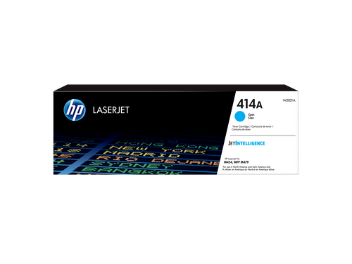 HP 414A Cyan Toner Cartridge (W2021A) — genuine HP original, factory sealed box