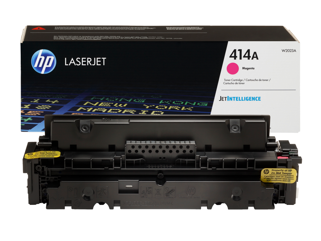 HP 414A Magenta Toner Cartridge (W2023A) — genuine HP original, factory sealed box