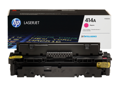 HP 414A Magenta Toner Cartridge (W2023A) — genuine HP original, factory sealed box