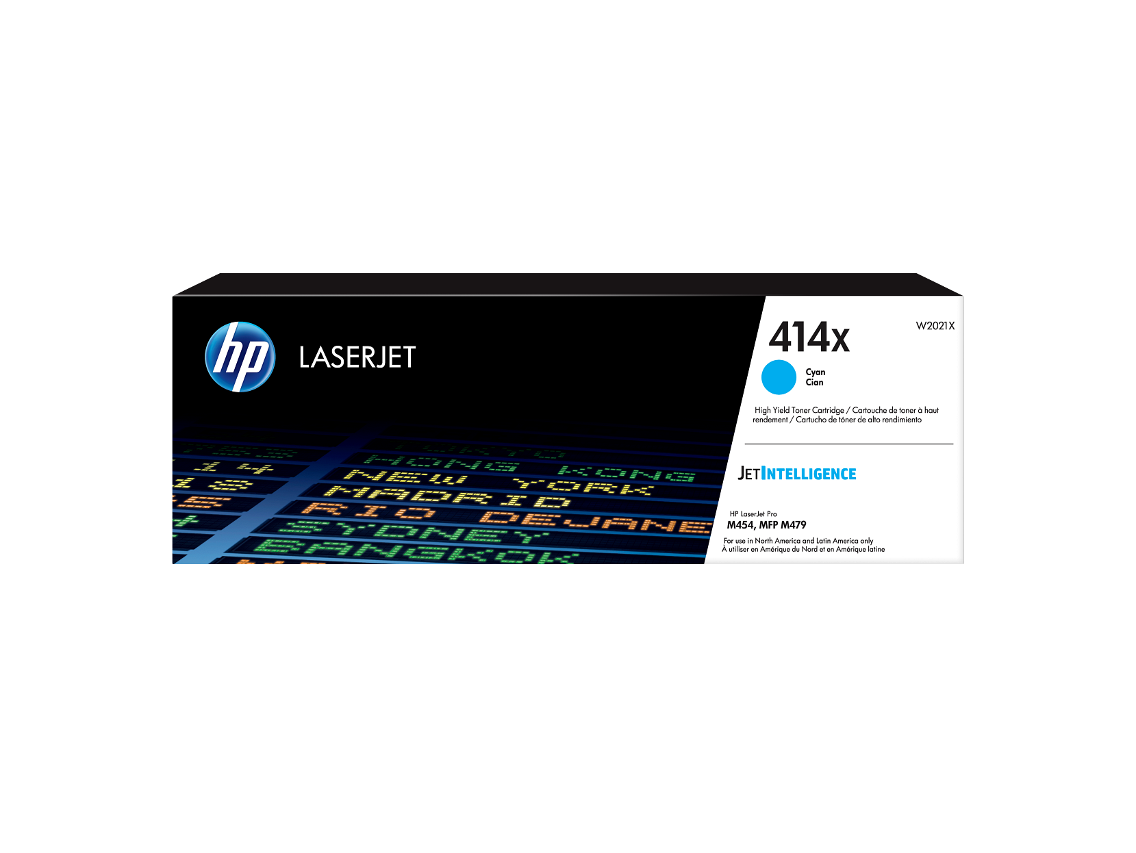 HP 414X Cyan Toner Cartridge (W2021X) — genuine HP original, factory sealed box