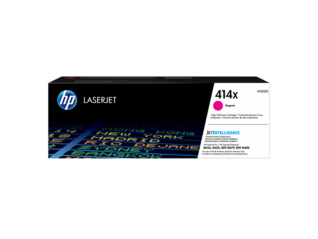 HP 414X Magenta Toner Cartridge (W2023X) — genuine HP original, factory sealed box