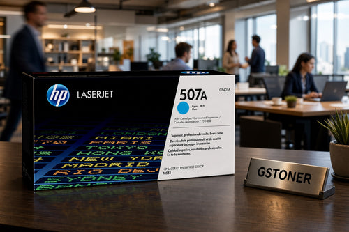 HP 507A Cyan Toner Cartridge — GS TONER studio photo