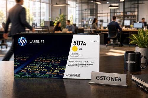 HP 507A Yellow Toner Cartridge — GS TONER studio photo