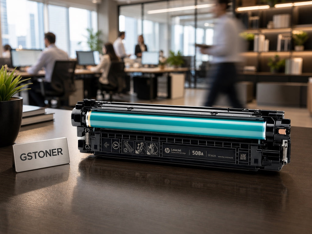 HP 508A Yellow Toner Cartridge — GS TONER studio photo