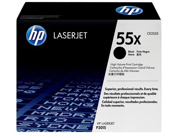 HP 55X Toner Cartridge (CE255X) — genuine HP original, factory sealed box
