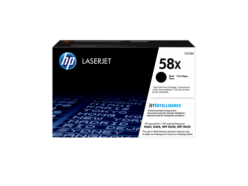 HP 58X Toner Cartridge (CF258X) — genuine HP original, factory sealed box