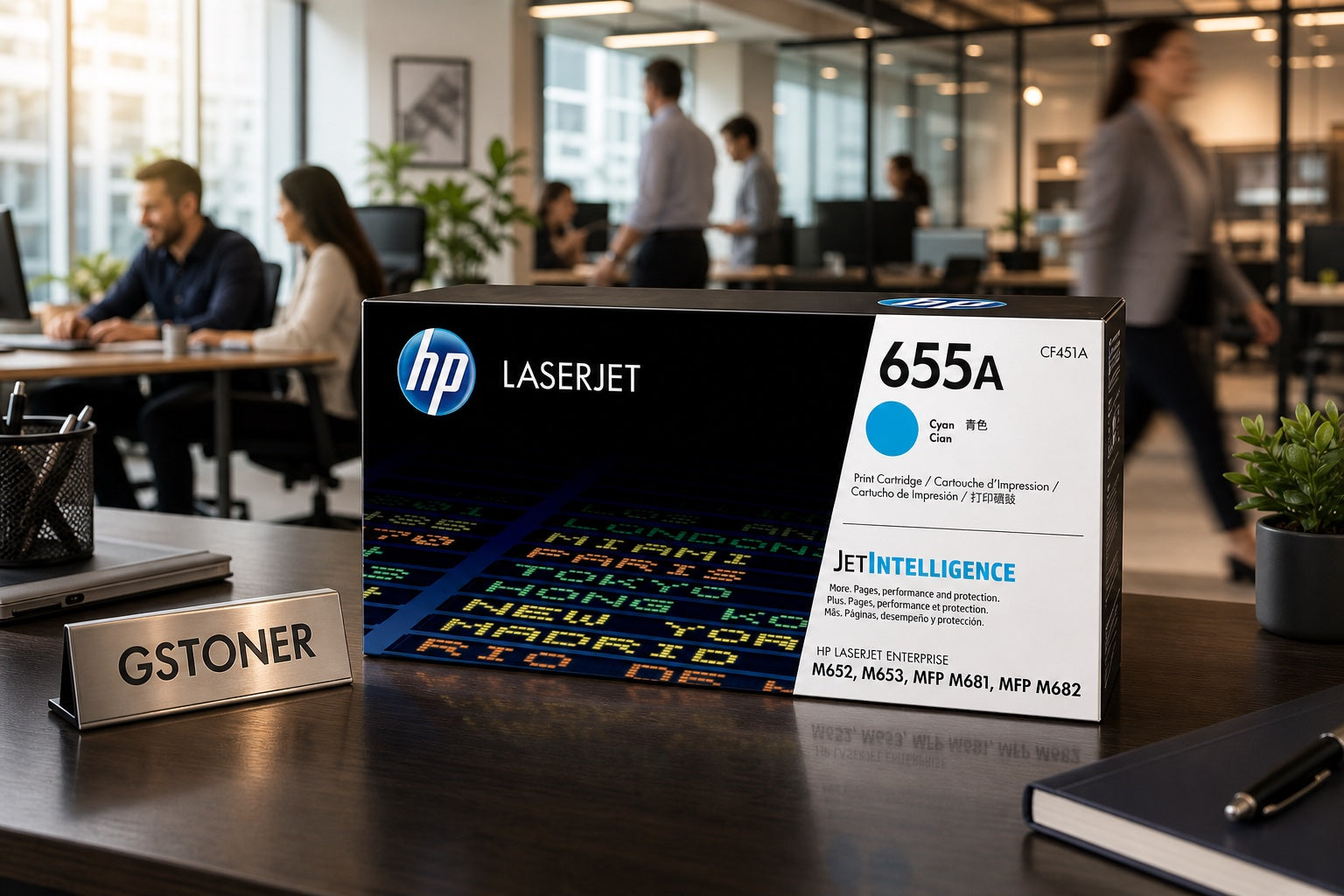 HP 655A Cyan Toner Cartridge — GS TONER studio photo