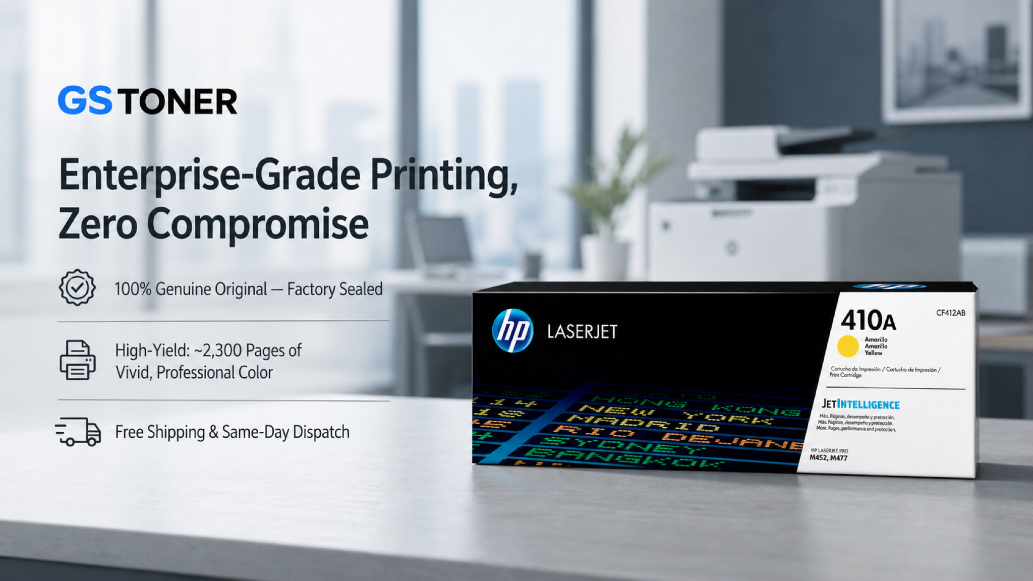HP 410A Yellow Toner Cartridge — GS Toner