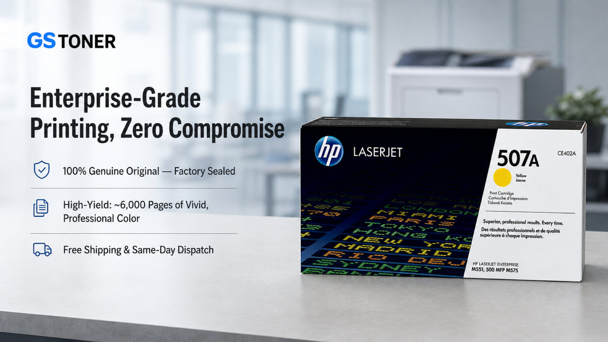 HP 507A Yellow Toner Cartridge — GS Toner