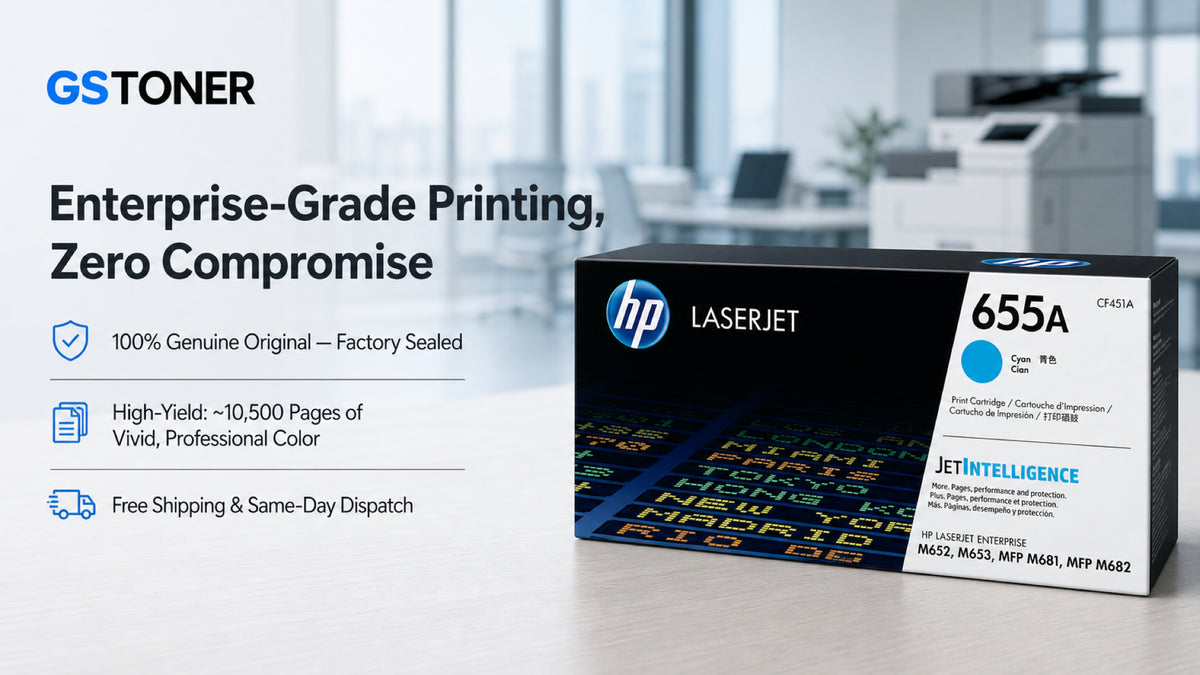 HP 655A Cyan Toner Cartridge — GS Toner