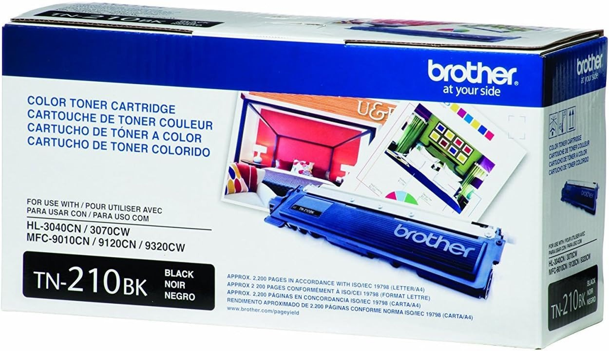 Brother TN210 Black Toner Cartridge (TN210BK) — genuine Brother original, factory sealed box