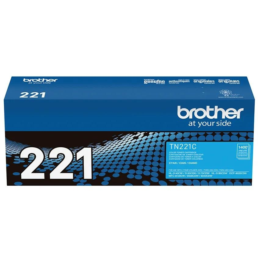 Brother TN221 Cyan Toner Cartridge (TN221C) — genuine Brother original, factory sealed box