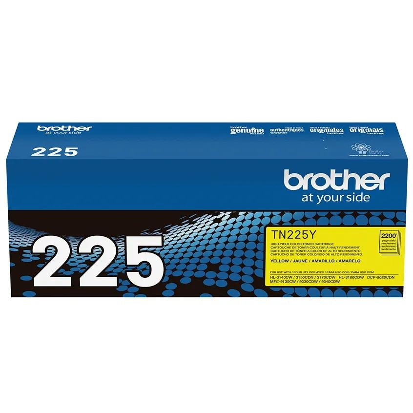 Brother TN225 Yellow High-Yield Toner Cartridge (TN225Y) — genuine Brother original, factory sealed box