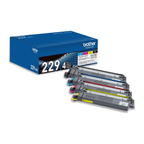 Brother TN229 Toner Cartridge CMYK 4-Pack (TN2294PK) — genuine Brother original, factory sealed box