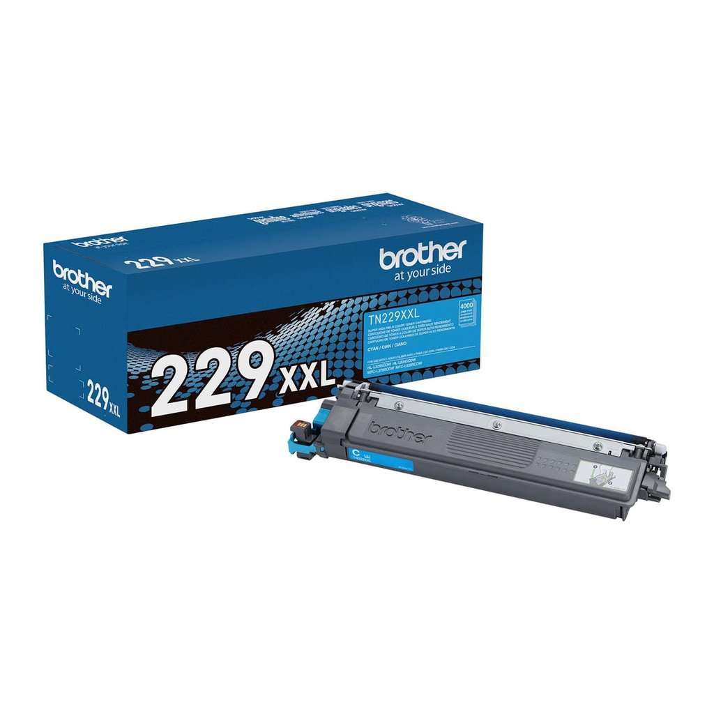Brother TN229XXL Cyan Super High-Yield Toner Cartridge (TN229XXLC) — genuine Brother original, factory sealed box