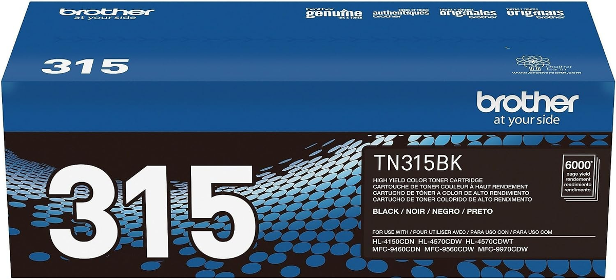 Brother TN315 Black High-Yield Toner Cartridge (TN315BK) — genuine Brother original, factory sealed box