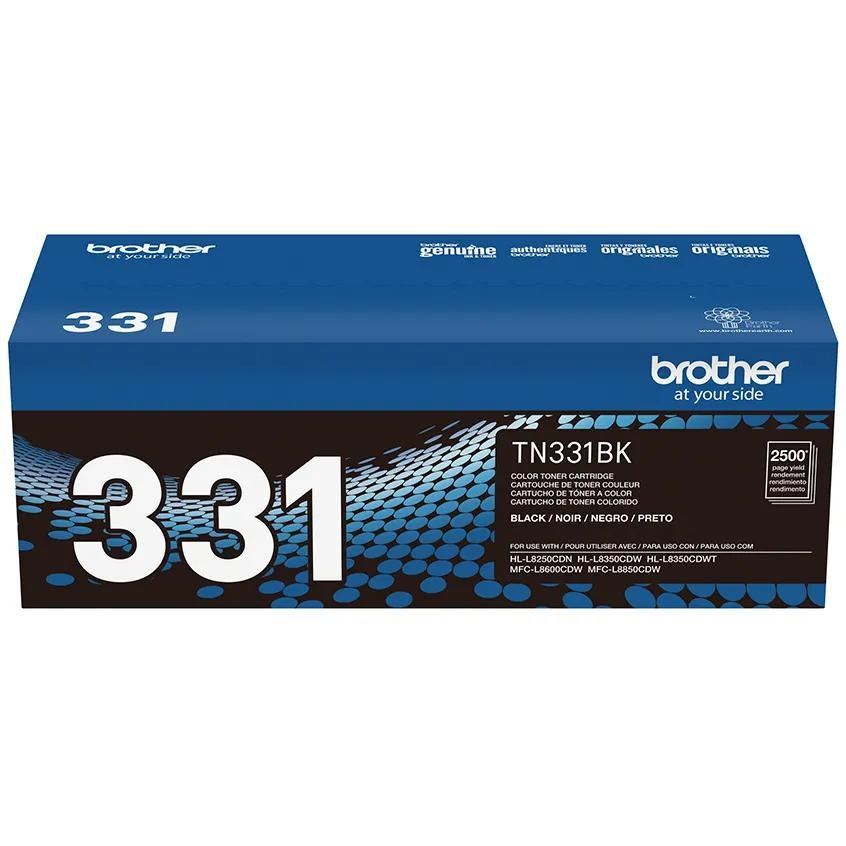Brother TN331 Black Toner Cartridge (TN331BK) — genuine Brother original, factory sealed box