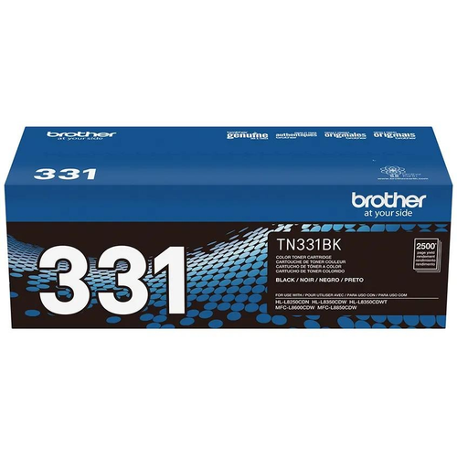 Brother TN331 Black Toner Cartridge (TN331BK) — genuine Brother original, factory sealed box