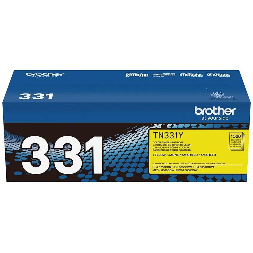Brother TN331 Yellow Toner Cartridge (TN331Y) — genuine Brother original, factory sealed box