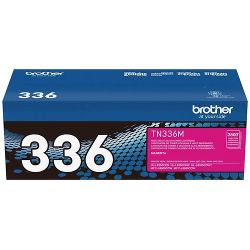 Brother TN336 Magenta High-Yield Toner Cartridge (TN336M) — genuine Brother original, factory sealed box