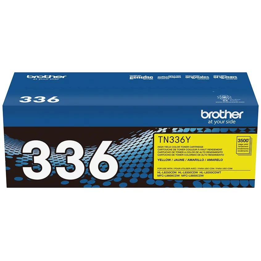 Brother TN336 Yellow High-Yield Toner Cartridge (TN336Y) — genuine Brother original, factory sealed box