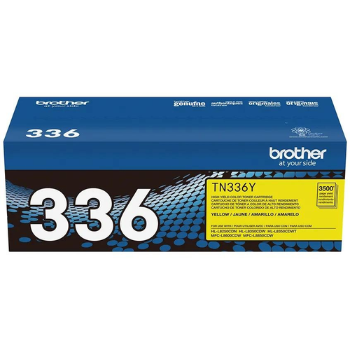 Brother TN336 Yellow High-Yield Toner Cartridge (TN336Y) — genuine Brother original, factory sealed box