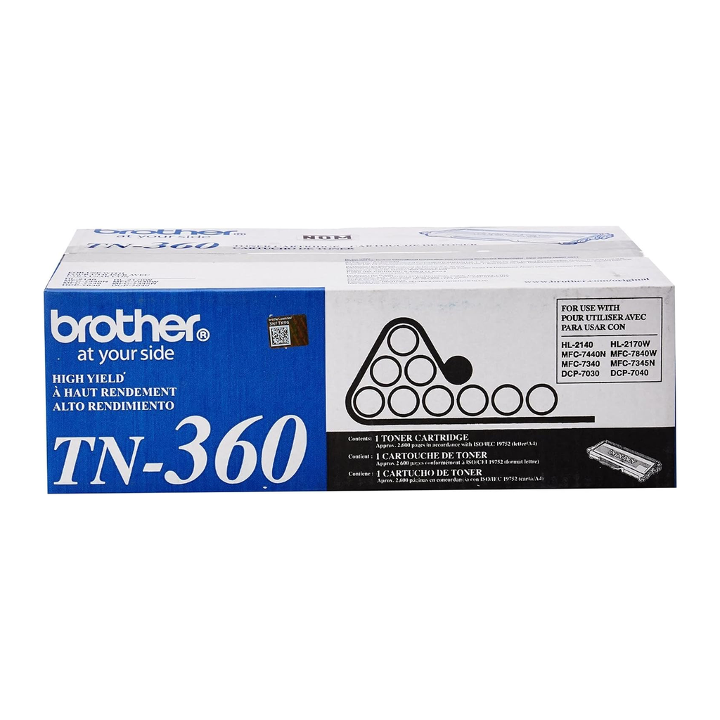 Brother TN360 High-Yield Toner Cartridge (TN360) — genuine Brother original, factory sealed box