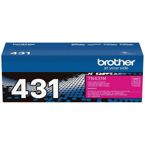 Brother TN431 Magenta Toner Cartridge (TN431M) — genuine Brother original, factory sealed box