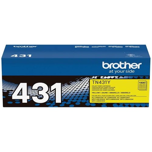Brother TN431 Yellow Toner Cartridge (TN431Y) — genuine Brother original, factory sealed box