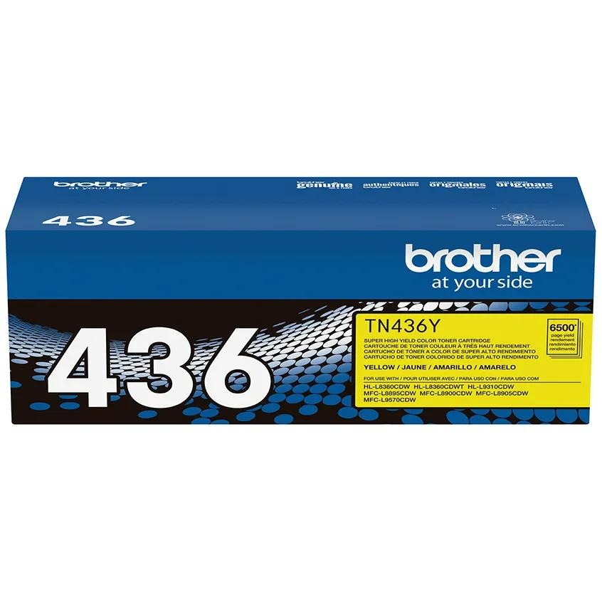 Brother TN436 Yellow Super High-Yield Toner Cartridge (TN436Y) — genuine Brother original, factory sealed box