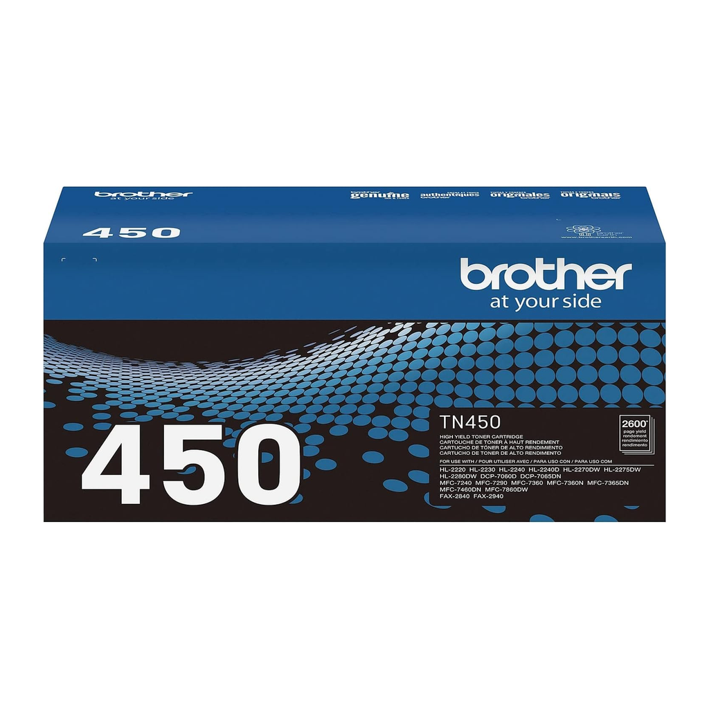 Brother TN450 High-Yield Toner Cartridge (TN450) — genuine Brother original, factory sealed box