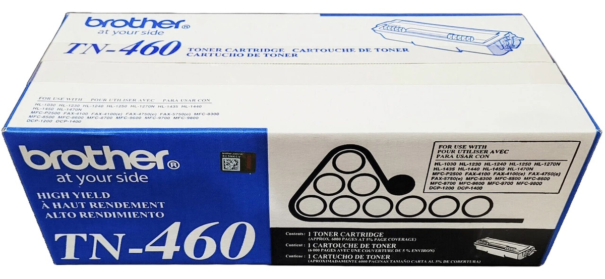 Brother TN460 High-Yield Toner Cartridge (TN460) — genuine Brother original, factory sealed box