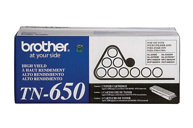 Brother TN650 High-Yield Toner Cartridge (TN650) — genuine Brother original, factory sealed box