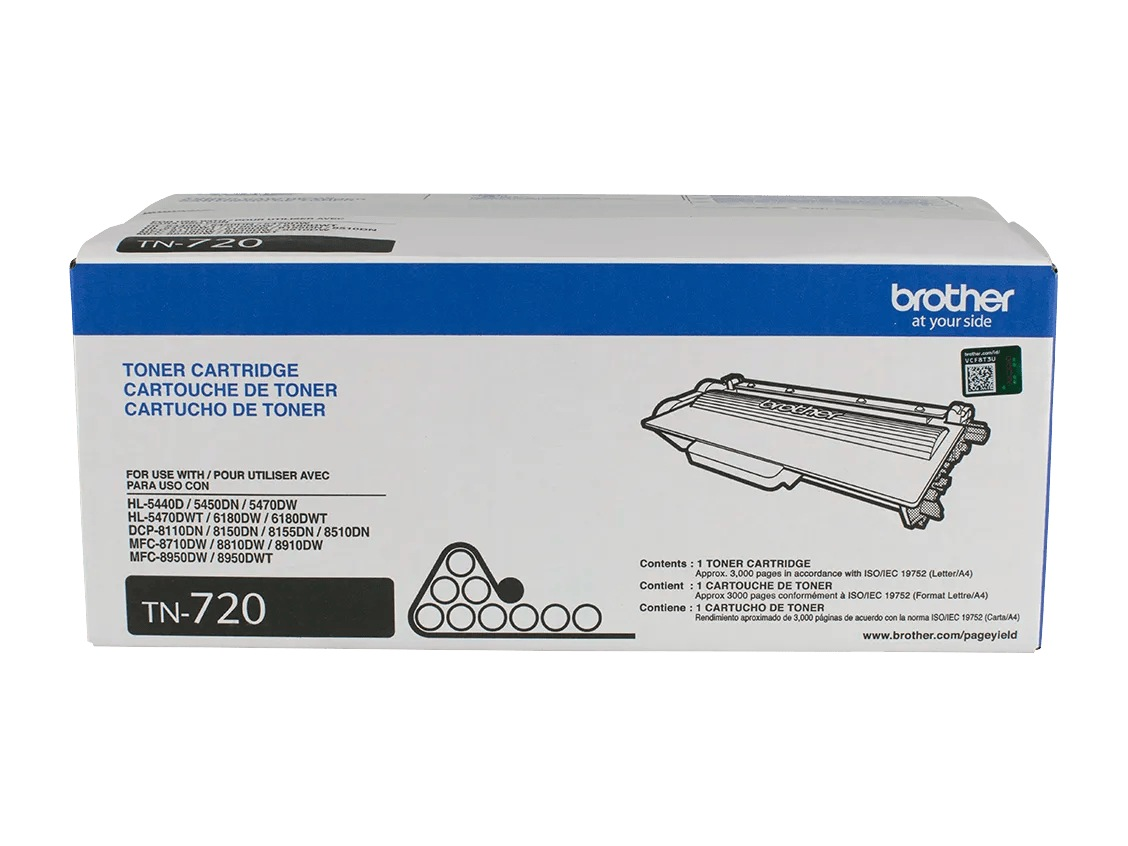 Brother TN720 Toner Cartridge (TN720) — genuine Brother original, factory sealed box