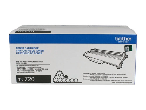 Brother TN720 Toner Cartridge (TN720) — genuine Brother original, factory sealed box