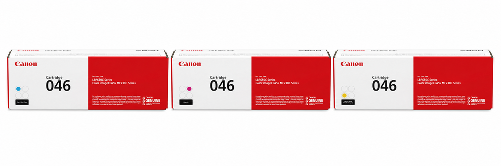 Canon 046 Toner Cartridge CMY 3-Pack (CRG046-CMY) — genuine Canon original, factory sealed box