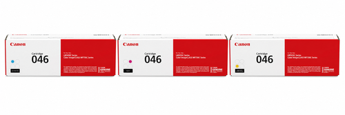 Canon 046 Toner Cartridge CMY 3-Pack (CRG046-CMY) — genuine Canon original, factory sealed box